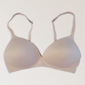 WARNER'S Neutral Nude Bra, Comfy Wireless Cream Bra, Size 34C